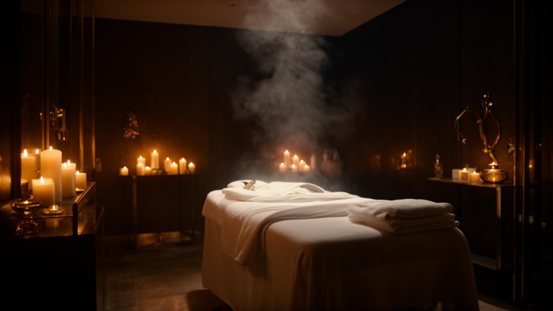 Luxury candlelit spa room